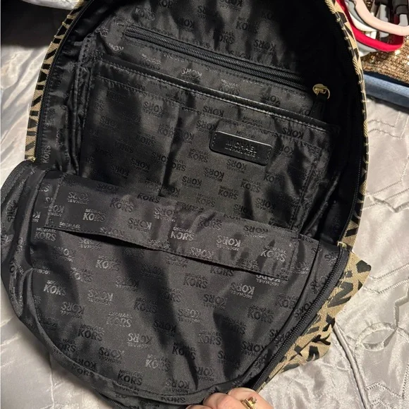 Michael Kors Monogram Black and Tan Backpack - Picture 7 of 7